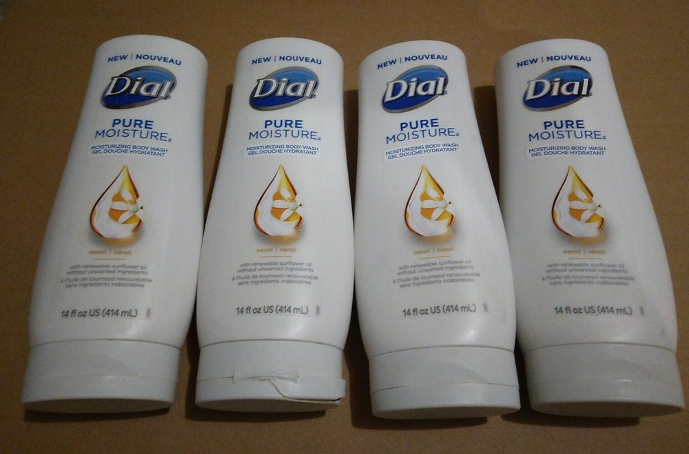 (4) Dial Pure Moisture Neroli Moisturizing Body Wash W/Sunflower Oil-14oz. READ