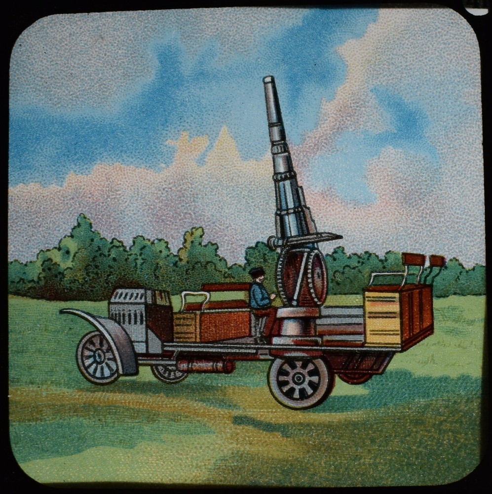 ANTIQUE Magic Lantern Slide ARTILLERY MOUNTED ON TRUCK CIRCA WW1 WORLD WAR ONE