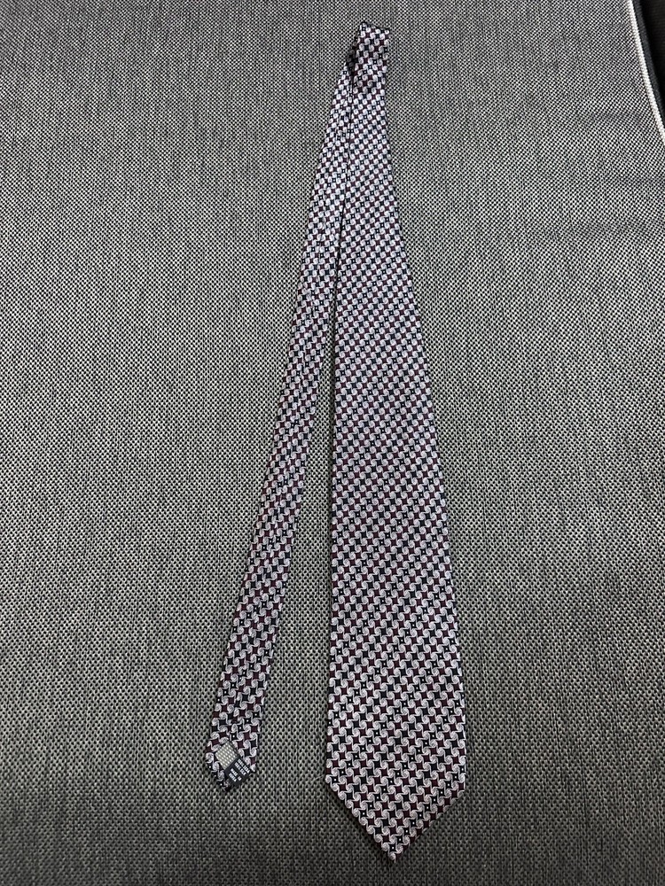 Vtg DiMOGGIO Tie Mens 100% Silk Necktie Black Gray purple Geometric Hand Made