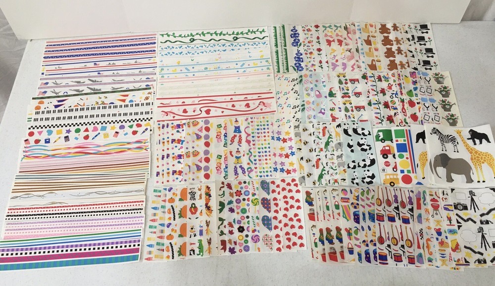 RARE VTG Creative Memories Mrs Grossman's 154 SHEETS LOT Lines Stickers MUST SEE