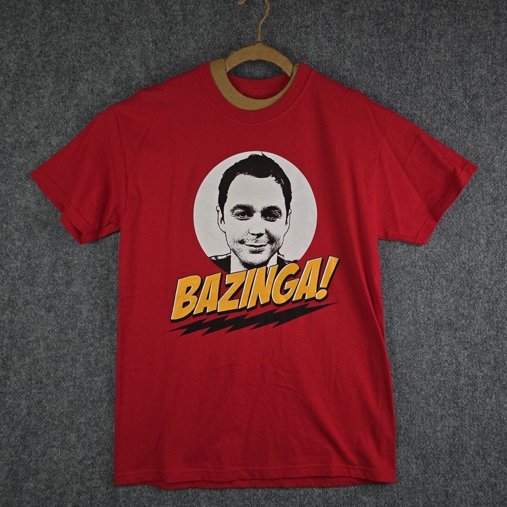Big Bang Theory Sheldon Bazinga Red T-Shirt Men's Medium 100% Cotton