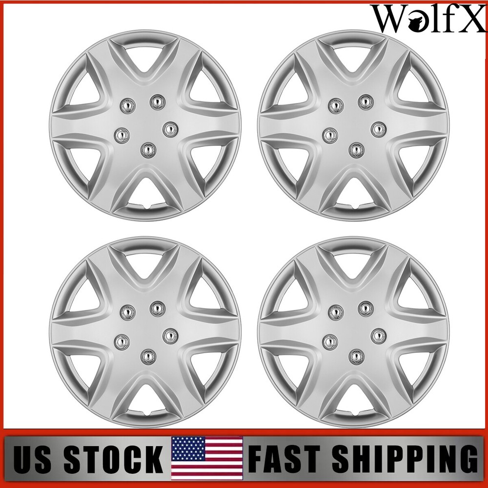 4Pcs Universal 15-Inch Silver Wheel Rim Covers for R15 Tires