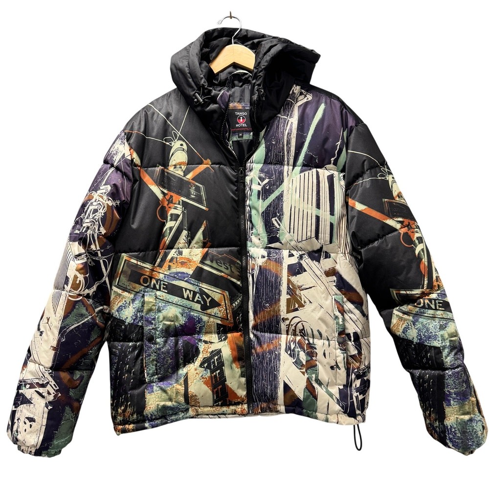 Tango Hotel Puffer Jacket Art to Wear Graffiti Streetz Streetwear Mens Medium