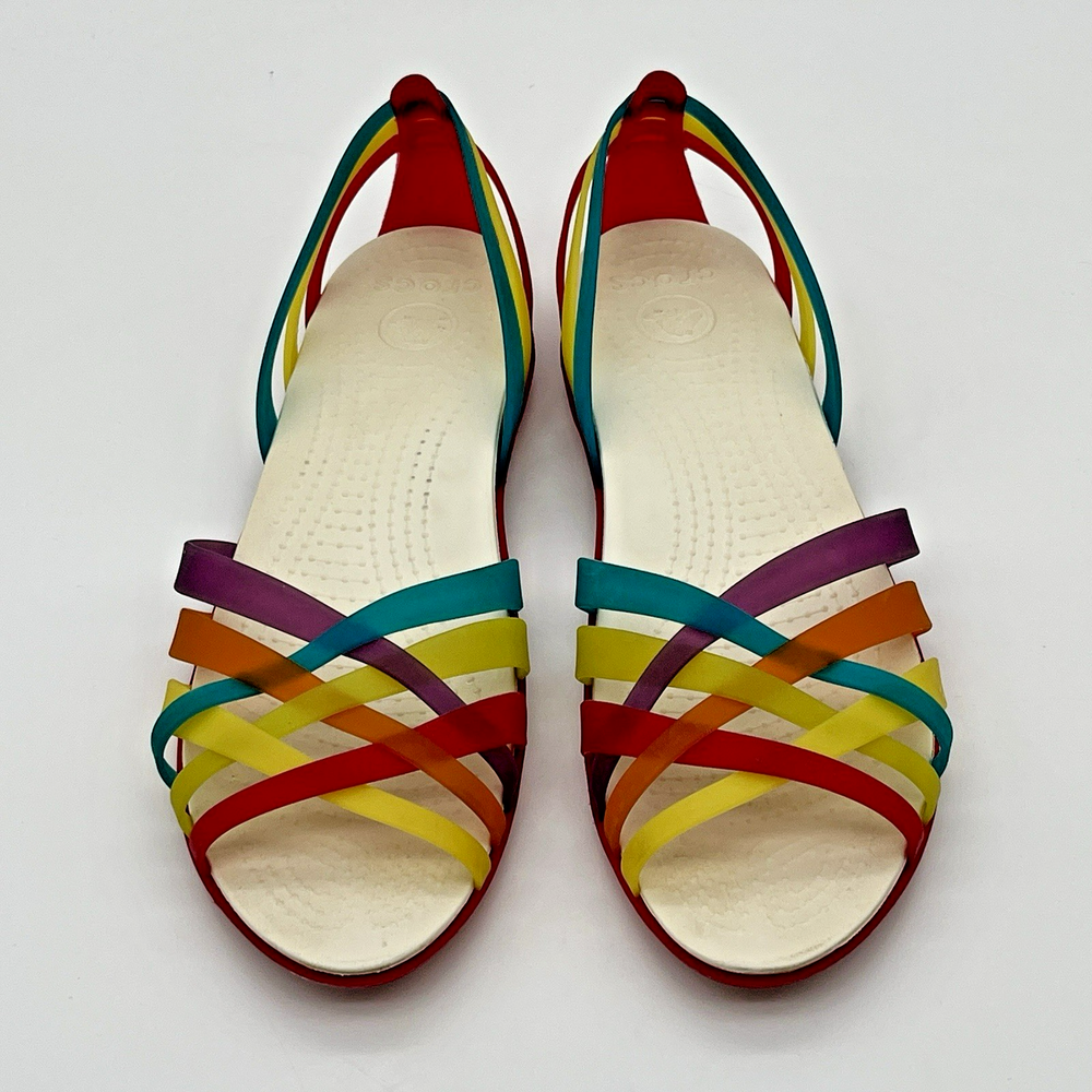 Crocs Isabella Womens Strappy Rainbow Jelly Slip On Sandals 204912 Size 10