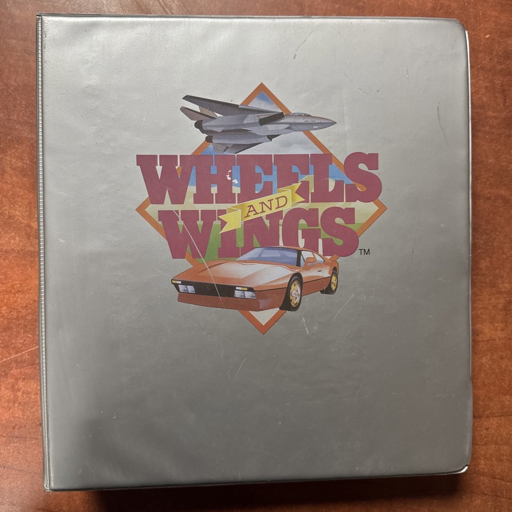 Vintage WHEELS AND WINGS Binder - Planes Cars Field Publications 1988 Info Cards