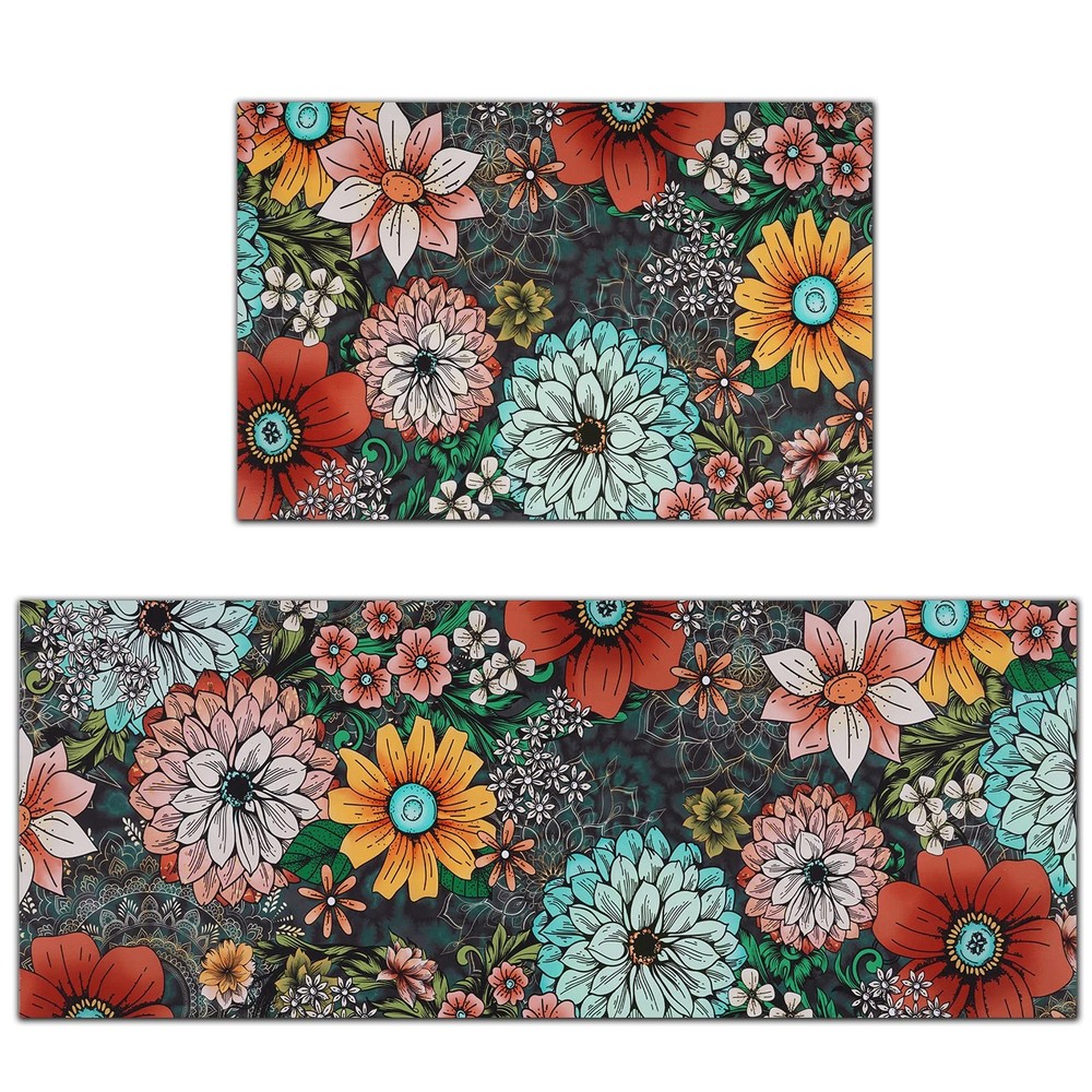 2-Piece Cushioned Anti-Fatigue Kitchen Mat Set – Machine Washable & Comfortable