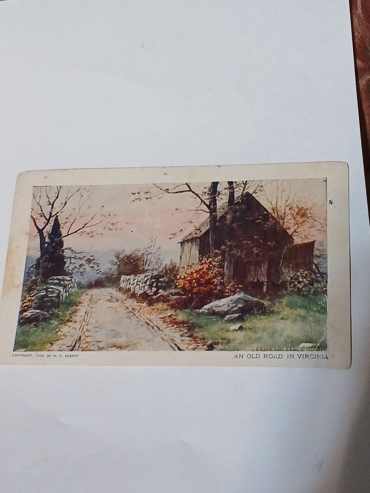 W.r.hearst A Picture Of A Old Road In Virginia Post Card Unposted 1904 1/17