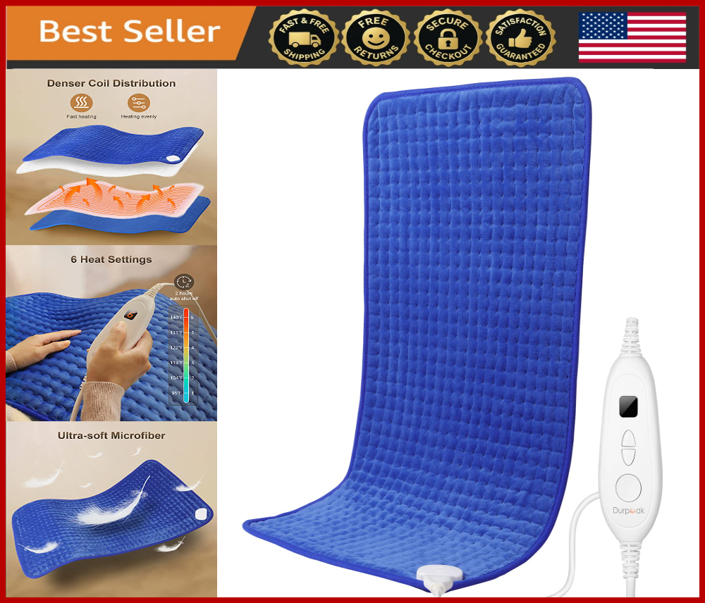Extra Large 17x33 Heating Pad for Back Neck Shoulder Pain Relief with Moist Heat