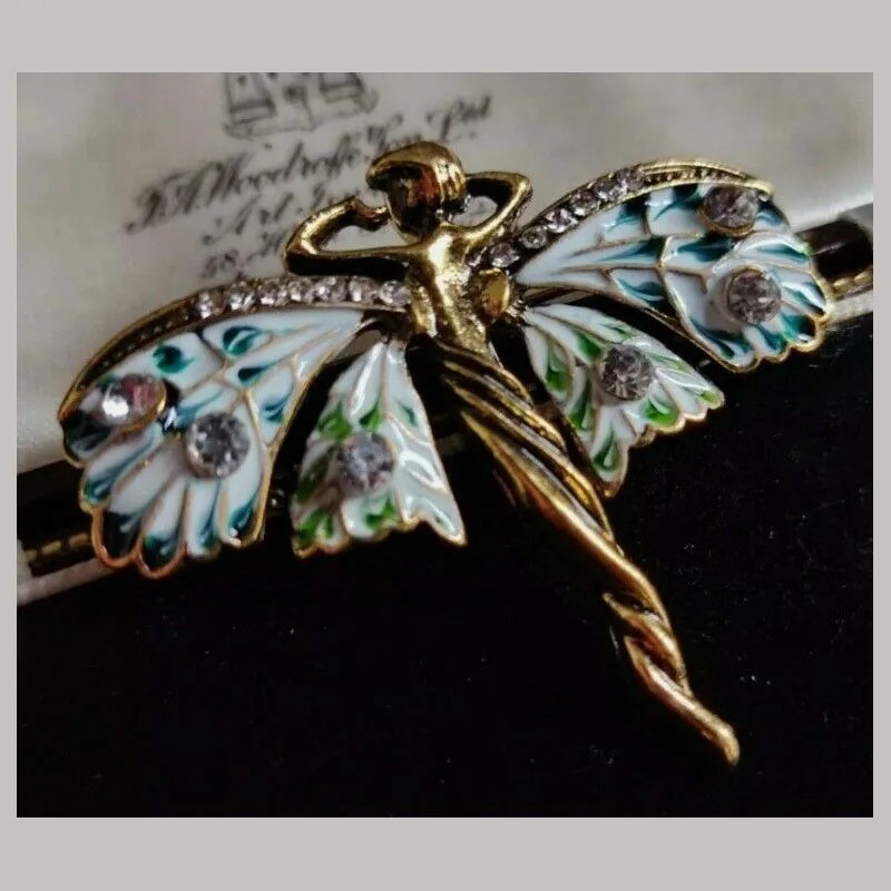 Vintage Art Nouveau Fairy Nymph Pendant Brooch Shawl Pin Jewelry