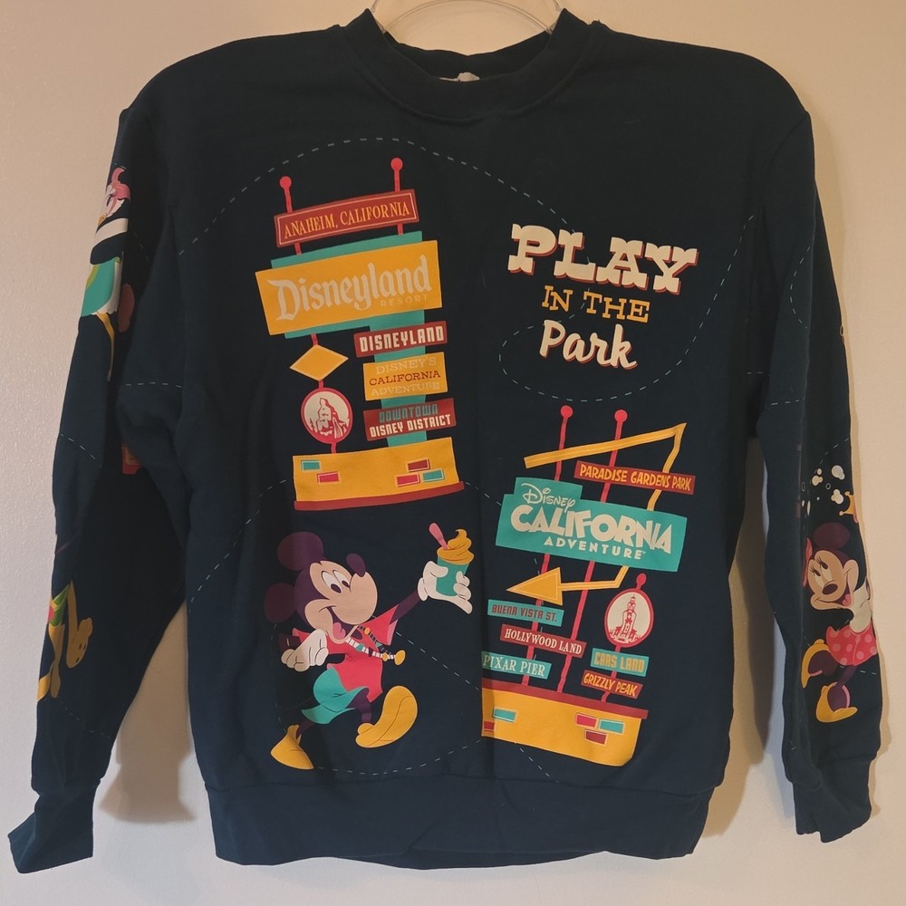 Disney Play in the Park Navy Multicolor T-Shirt L Mickey Mouse Donald Duck Goofy