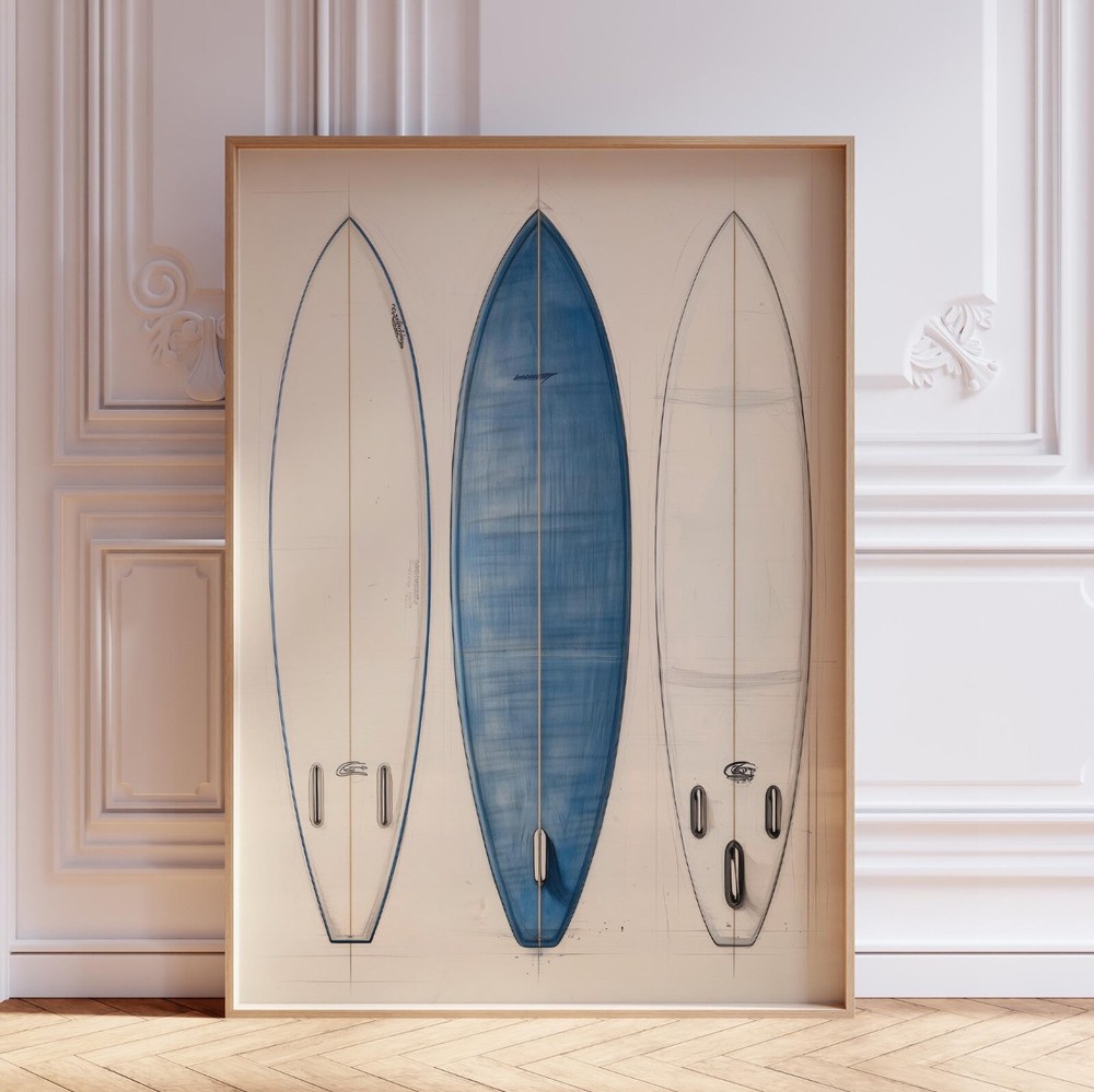 Vintage Surf Surfboard Wall Art Print