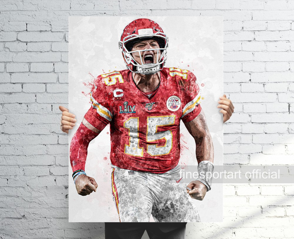 Patrick Mahomes Kansas City Chiefs Football Poster Canvas Wall Art Sports Decor