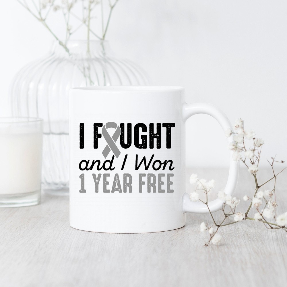 1 Year Brain Cancer Free Survivor Mug for Cancer Fighters  