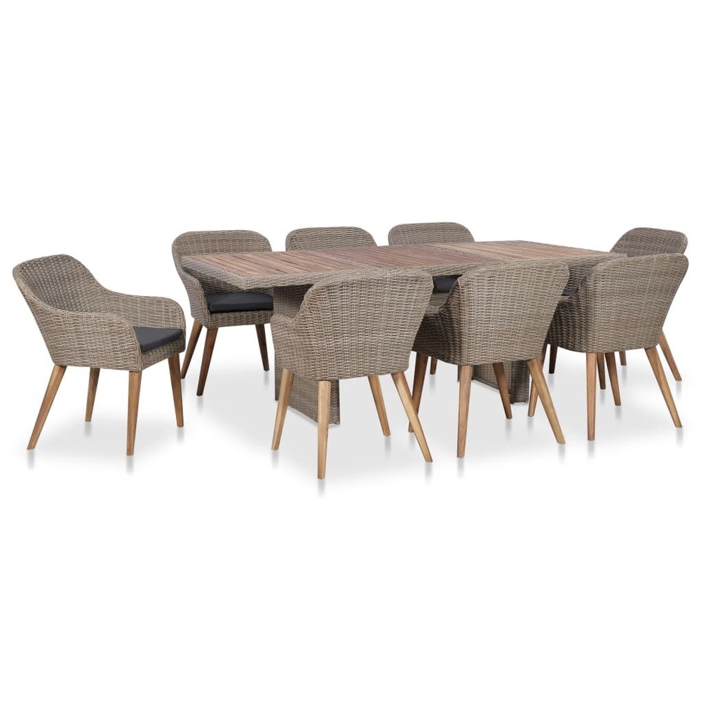 Outdoor Dining Set Brown and dark grey