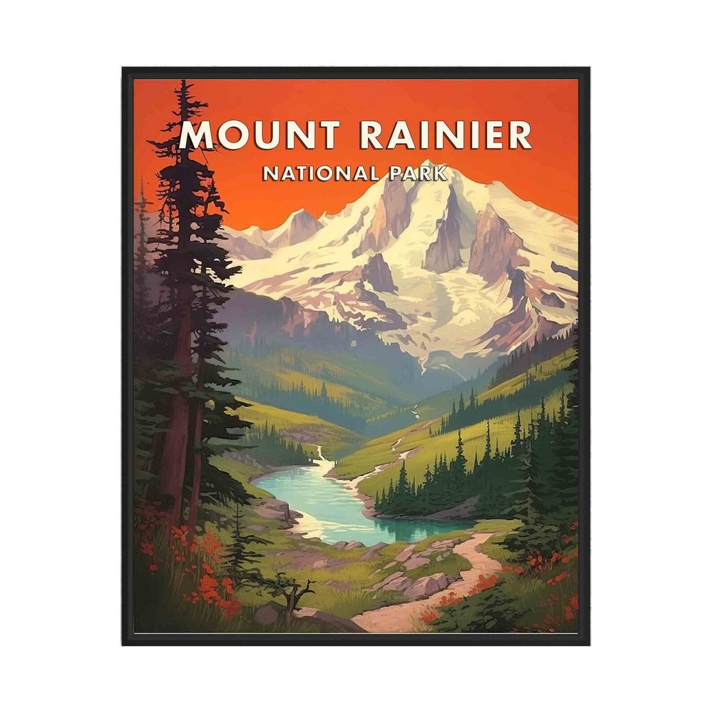 Mount Rainier National Park Poster Art Print Retro National Park Gifts