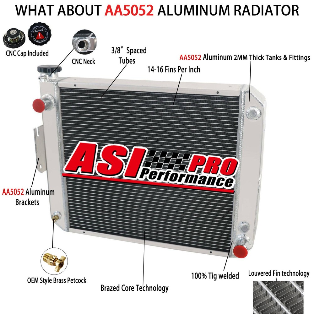 3 Rows Aluminum Radiator Fits Hyster Yale Forklift H45-65XM 2037521 580011813