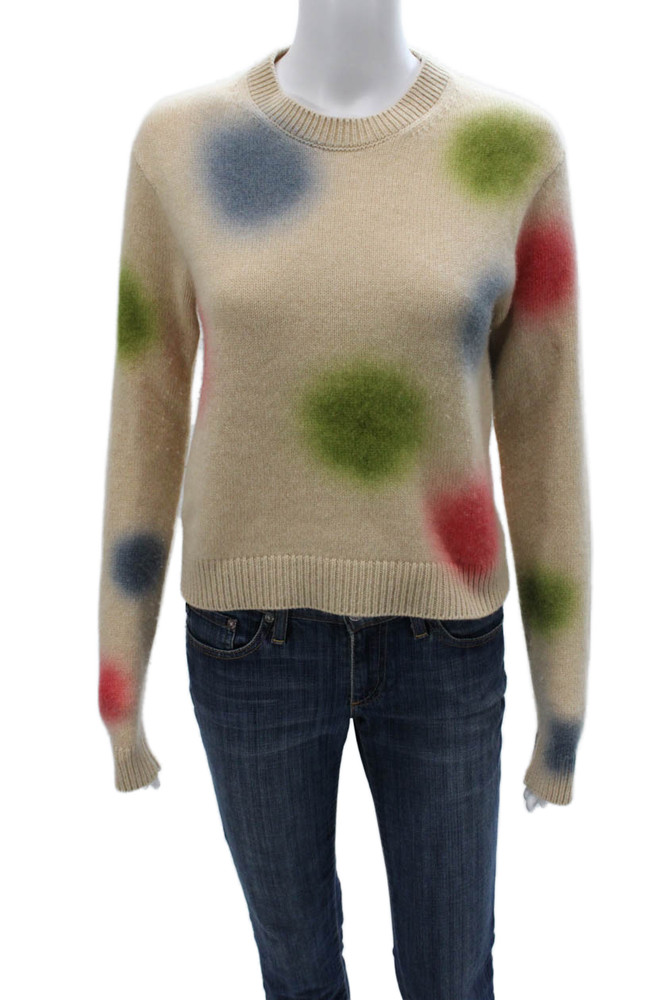 The Elder Statesman Women Cashmere Polka Dot Pullover Sweater Multicolor Size SFree Shipping in US $100+ Orders | $6.95 Orders Below