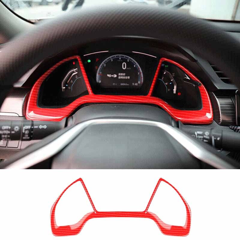 Strip Cover 16-21 Red Carbon Fiber For Honda Civic 10th Dashboard Box Instrument