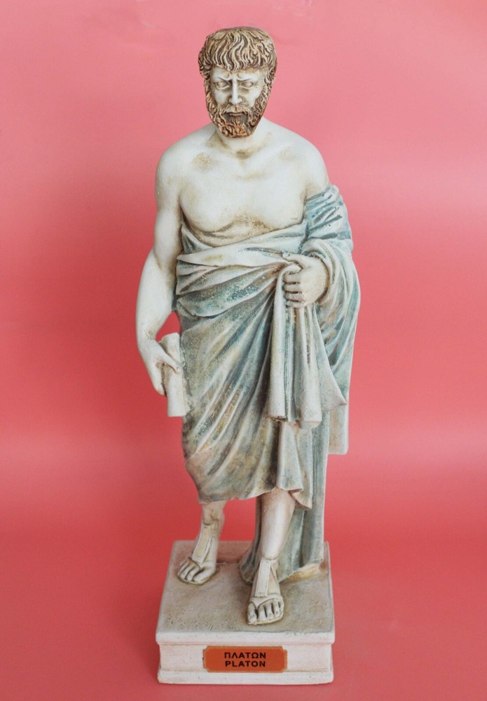 Plato Statue Sculpture - Ancient Greek Philosopher with Socrates and Aristotle