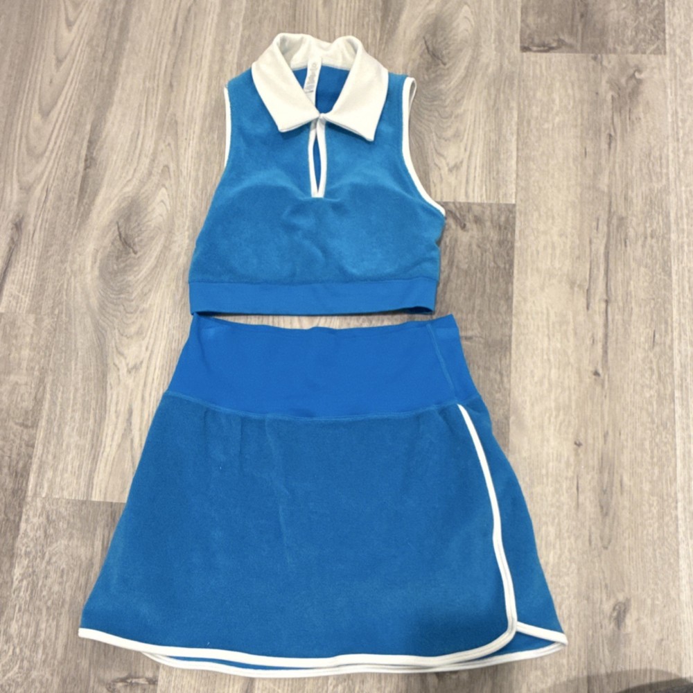 Aerie Women’s Blue Terry 2-Piece Set size Medium
