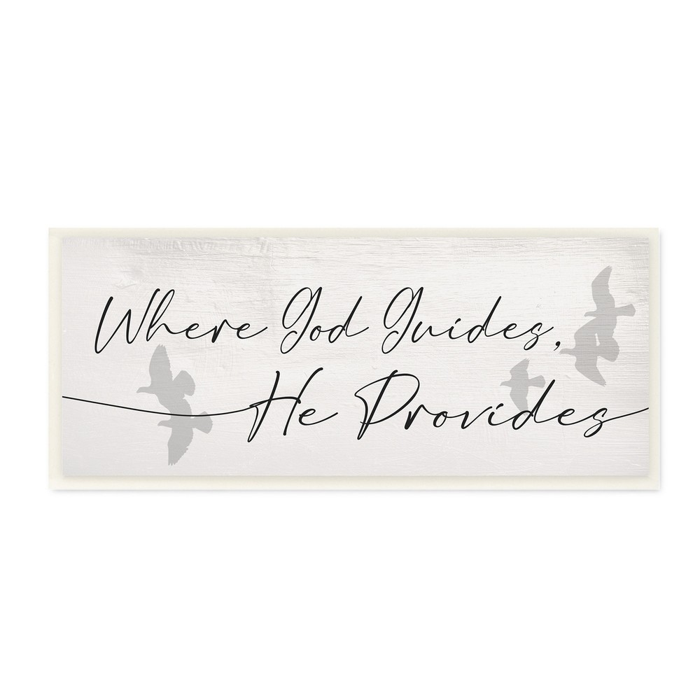 Stupell God Guides He Provides Spiritual Proverb Flying Black 7 x 17