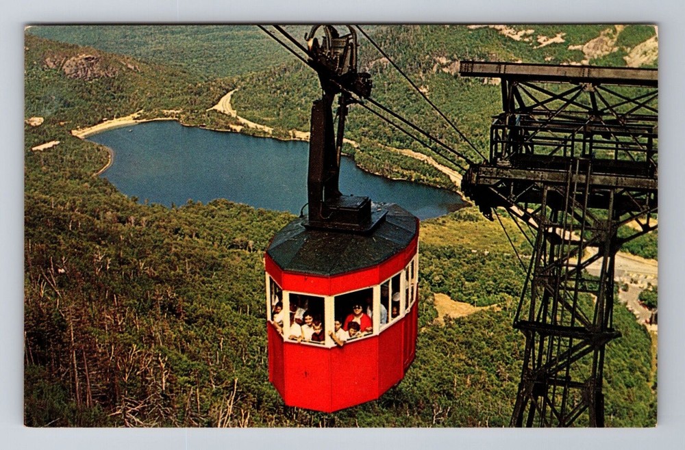Franconia Notch NH-New Hampshire, Tram Car and Echo Lake, Vintage Postcard
