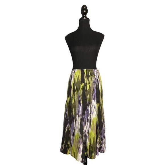 Sustainable Chic Abstract Print Tencel A-Line Midi Skirt - Eco-Friendly Spanner Style-image