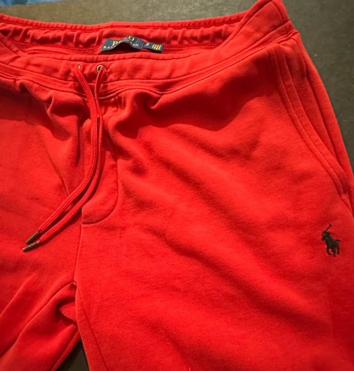 Polo Ralph Lauren Mens Small Red Fleece Sweat Shorts Drawstring Pony Logo