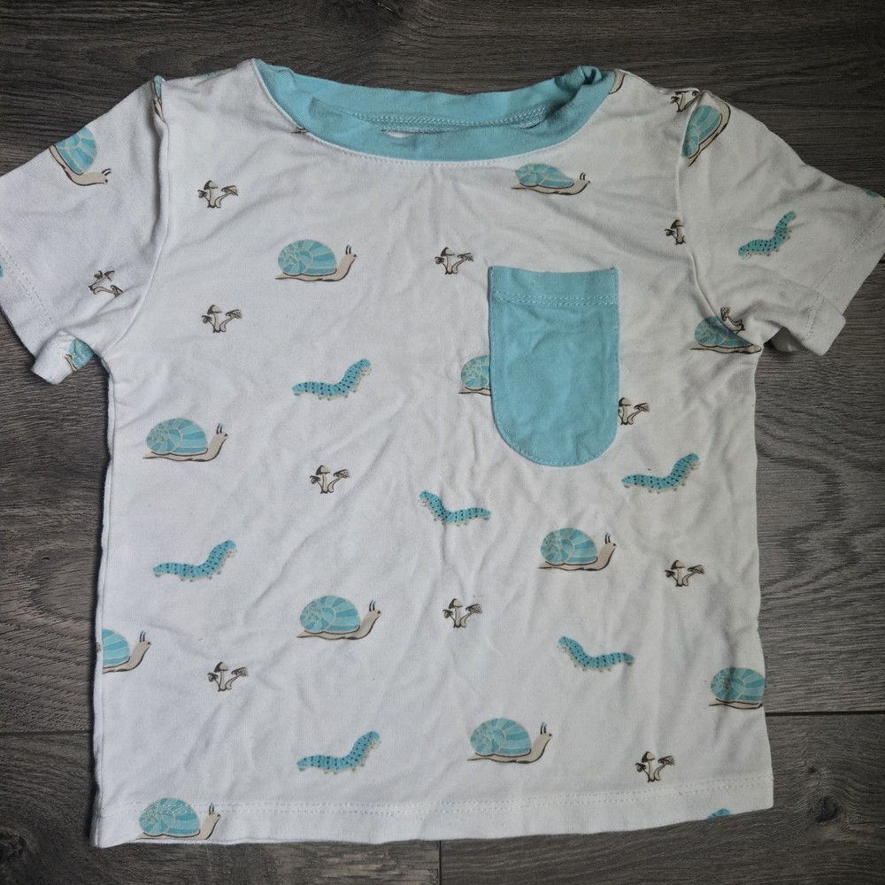 Kyte Baby Bamboo Pocket Tee 18-24M Snail Caterpillar Mushroom Short Sleeve Shirt
