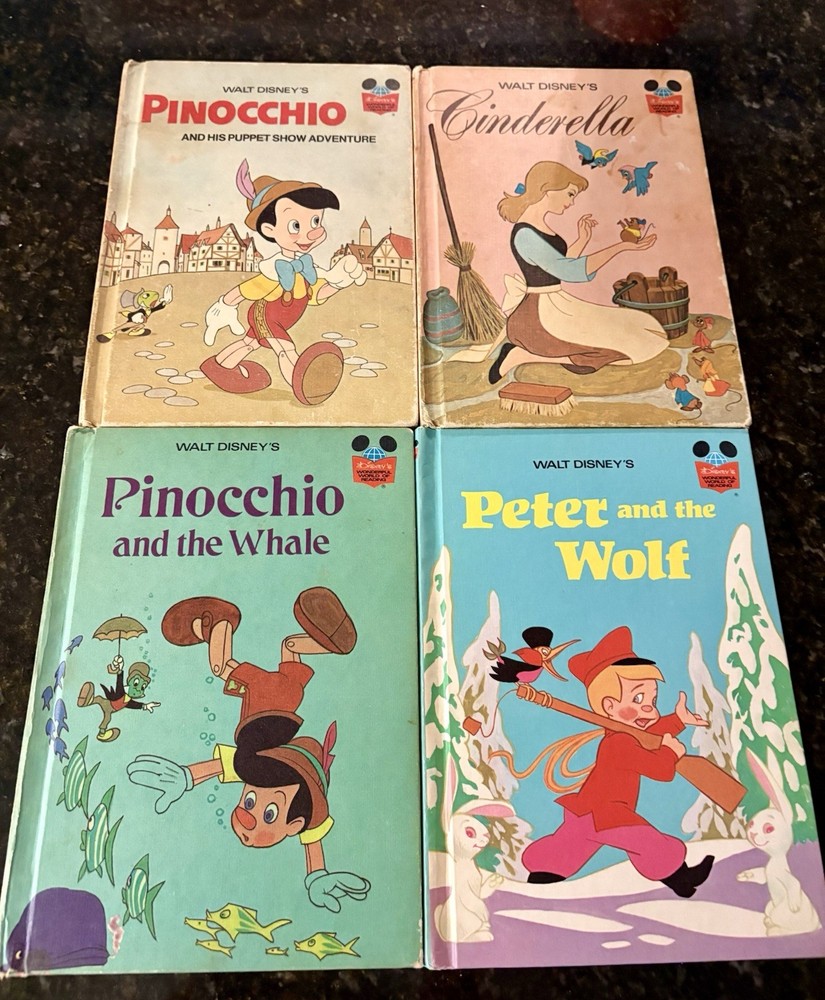 Lot Of 4 Disney Children’s Books- Including Cinderella And Pinocchio-VG
