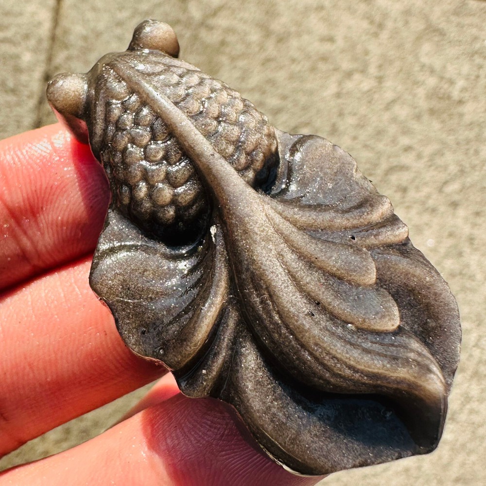 Natural Silver Obsidian Goldfish Skull Quartz Specimen Crystal Reiki Healing 1pc