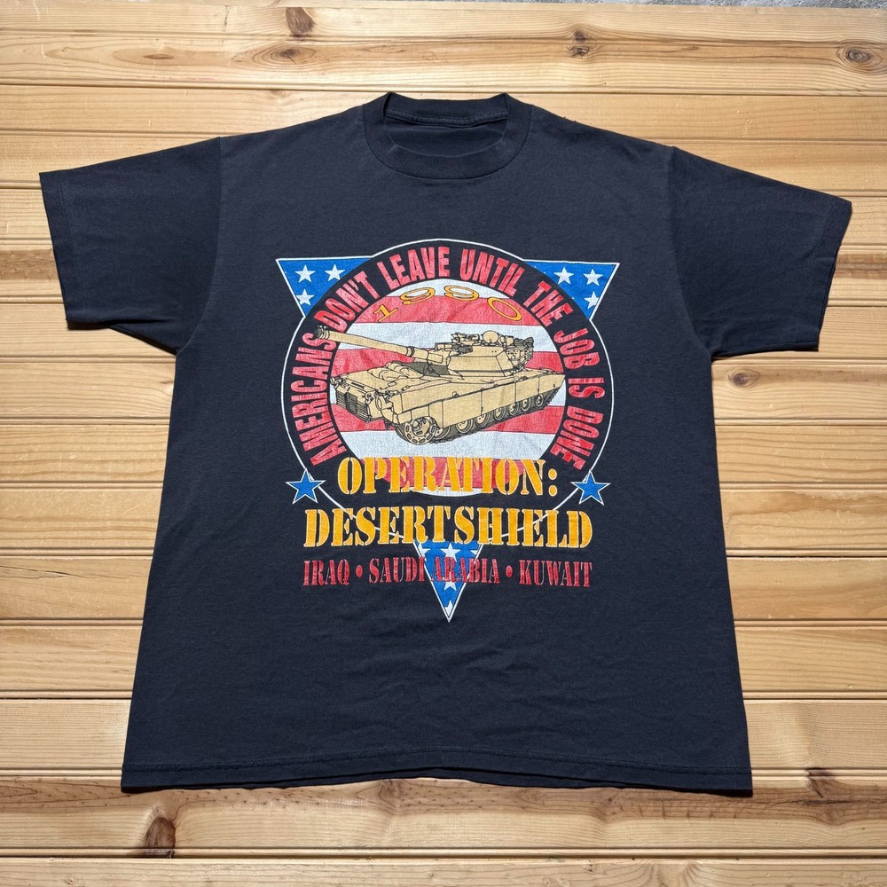 Vintage 1990 Operation Desert Shield Military Gulf War Tank Shirt - Size Large