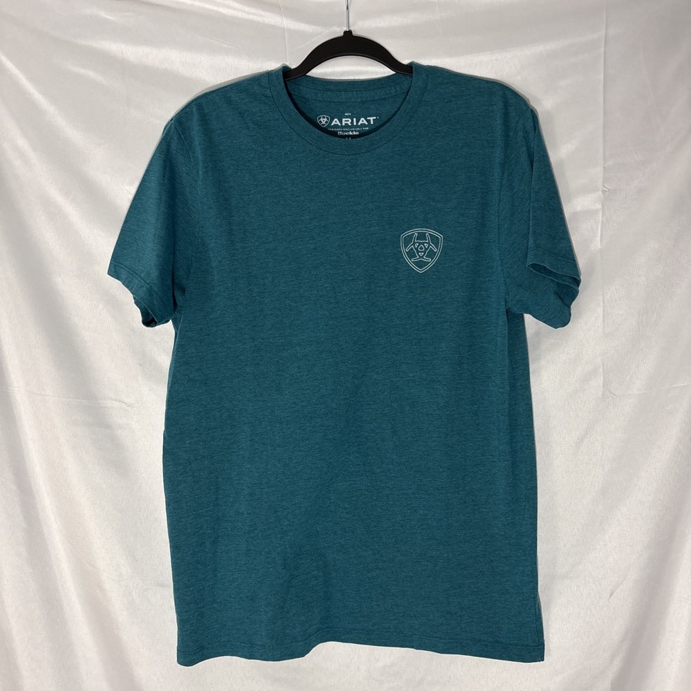 Ariat Men's Short Sleeve Graphic Logo T-Shirt, Size Medium, Teal