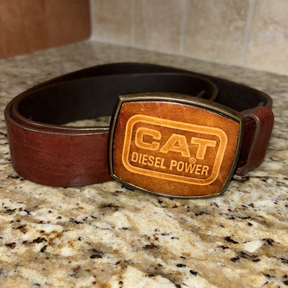 Kenneth Cole Genuine, Leather Belt With “CAT Diesel Power”Leather Buckle
