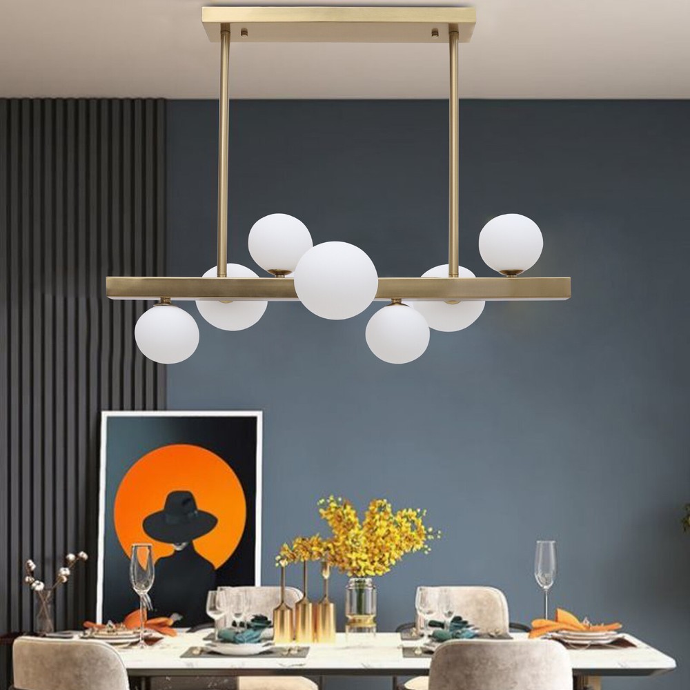 Gold LED 7-Light Glass Bubble Chandelier Ceiling Pendant Fixture