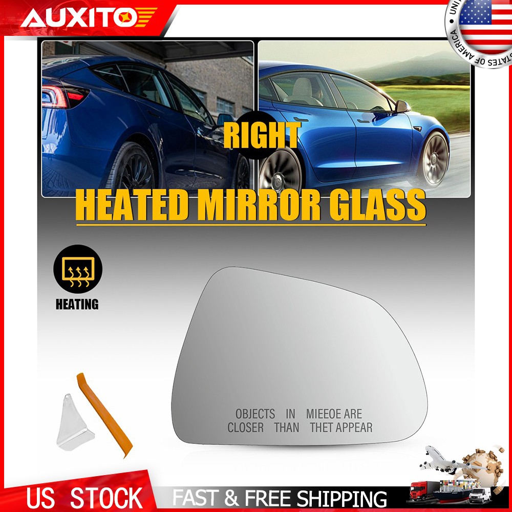 Passenger Side Heated Mirror Glass W/ Backing Plate For Tesla Model 3 2017-2023