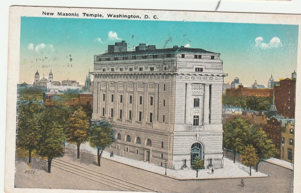 Washington DC, New Masonic Temple, Antique, Vintage Souvenir Postcard