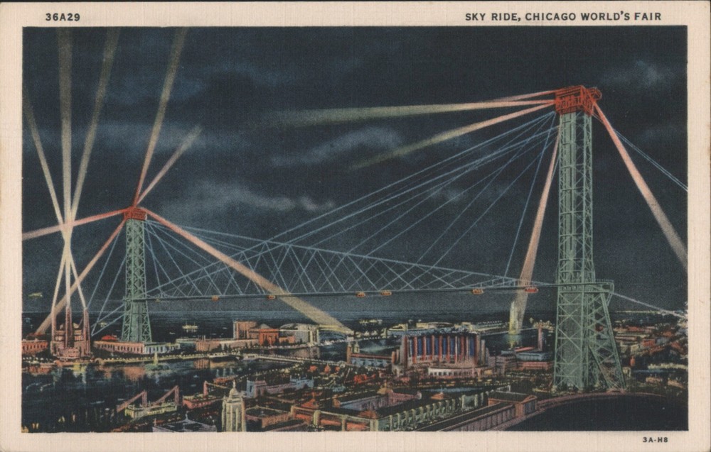 Chicago, Illinois IL Sky Ride, Chicago World's Fair Teich Vintage Postcard