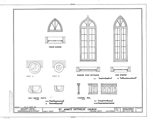 Columbia California St. Anne's Catholic Church 1900s HABS window details