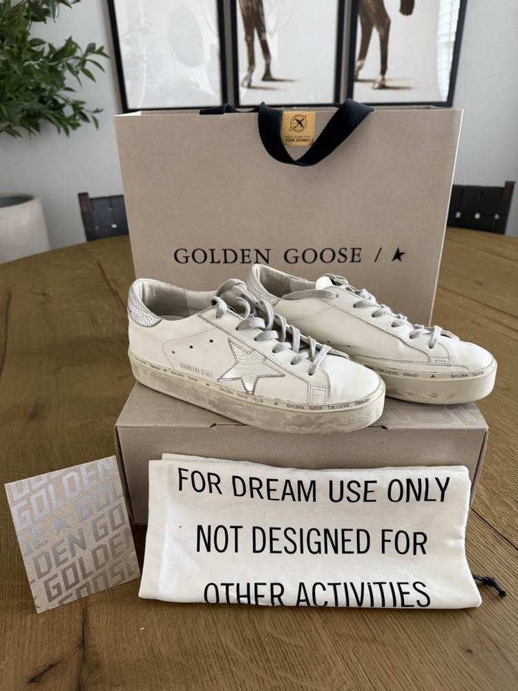 Golden Goose Women's Hi Star with star and metallic silver heel