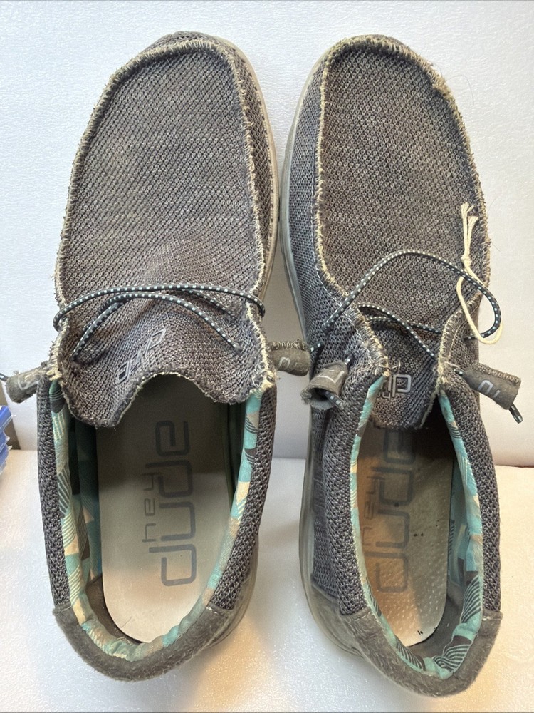 Hey Dude Wally Gray Canvas Slip-On Shoes Men's Size 13 Lightweight Comfort