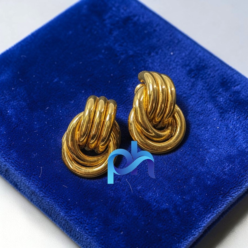 Napier Gold‑Tone Knot Earrings Screw‑Back Vintage Sculptural Loop Design Jewelry