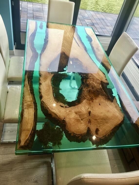 Clear Epoxy Resin Dining & Center Sofa Table Modern Art Furniture Table Decors