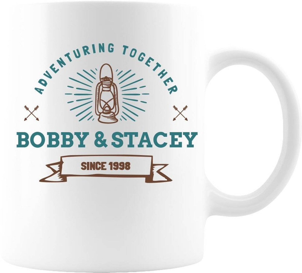 Adventuring Together Custom Personalize 11oz White Ceramic Coffee Mug Camping