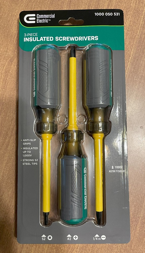 Commercial Electric 3-Piece Insulated Screwdriver Set CE131211 for Safe Electrical Work