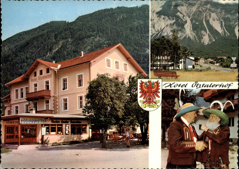 Austria Tirol Otztal ~ Hotel Otztalerhof inn mountains ethnic costumes postcard