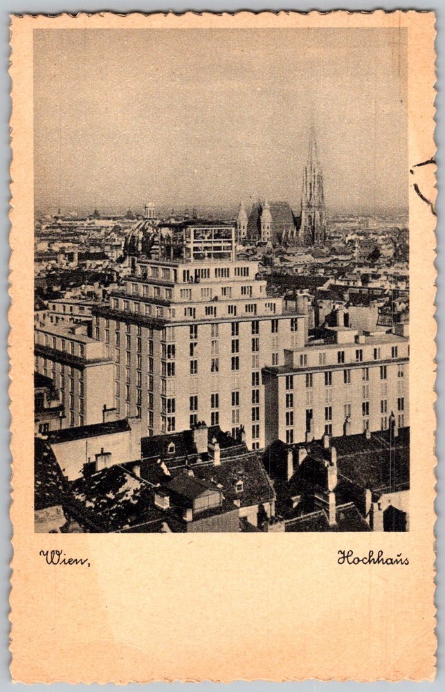 Vtg Postcard Hochhaus Stephansdom Skyline Vienna, Austria 1930s