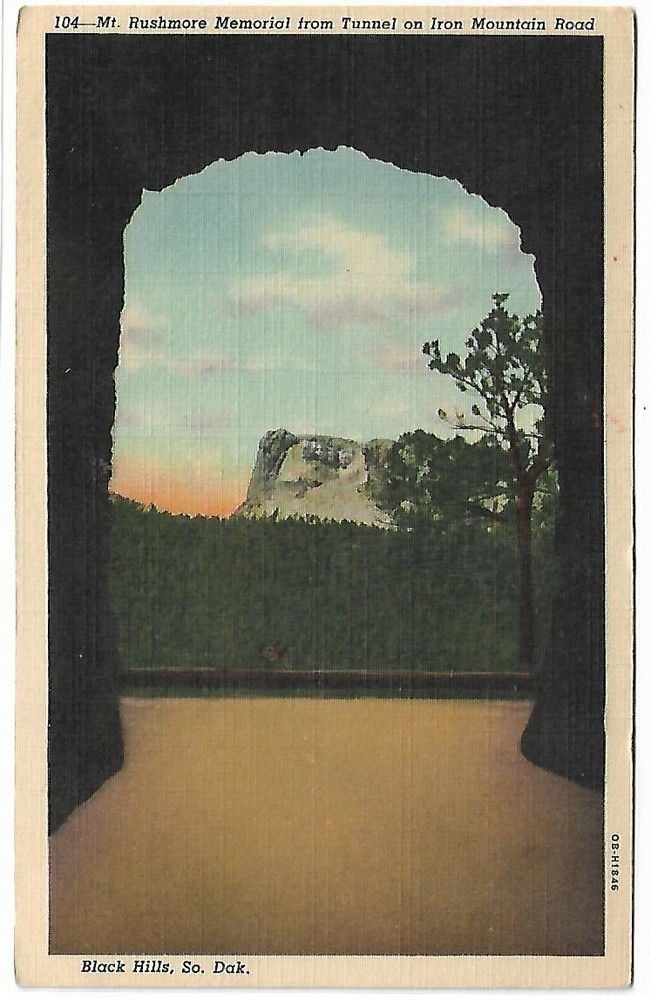 VTG Postcard - Mt Rushmore from Tunnel - Black Hills, SD