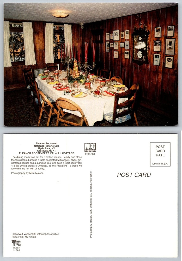 Eleanor Roosevelt Val-Kill Cottage Christmas Dining Room Hyde Park NY Postcard