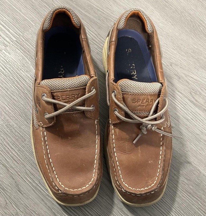 Sperry Men's Tan Leather Boat Shoes beige tan size 10